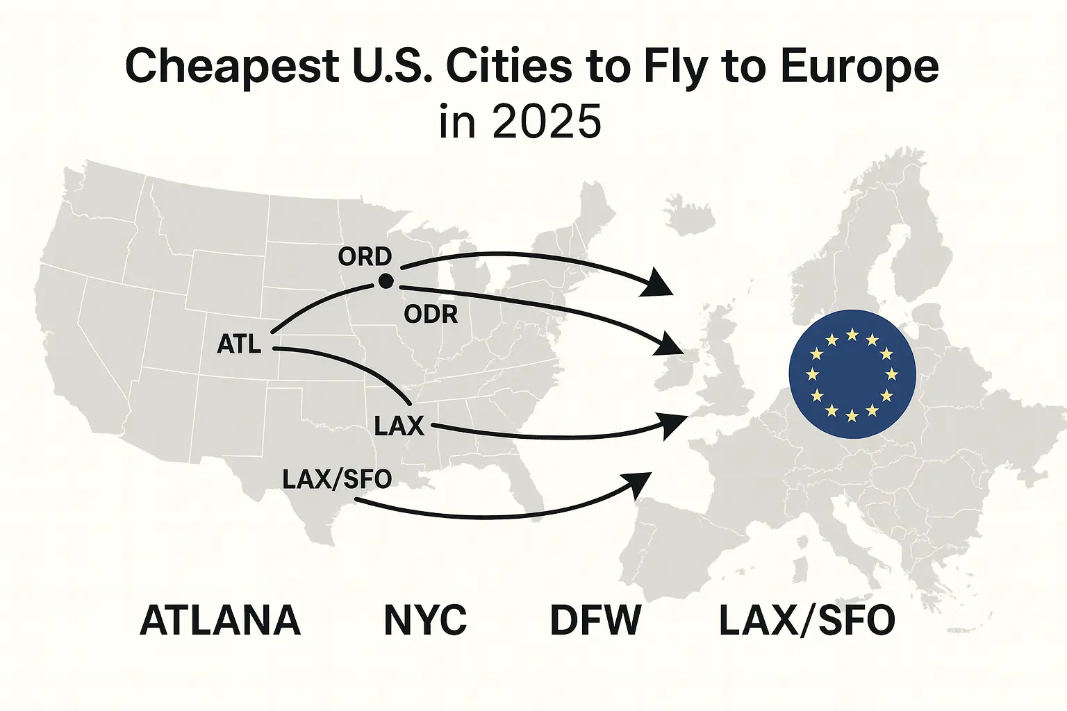 Cheapest U.S. Cities to Fly to Europe in 2025