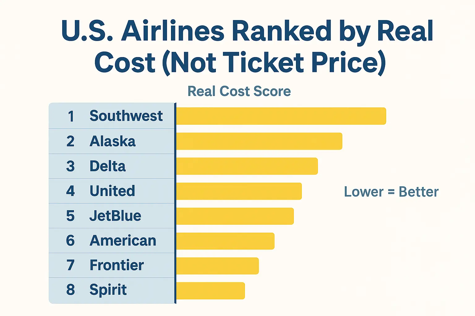 U.S. Airlines Ranked by Real Cost (Not Ticket Price)